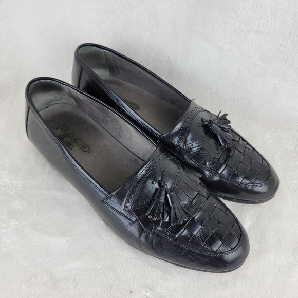 Florsheim Barletta Mens Black Woven Tassel Leather Slip-On Loafer 9.5 Italy Made main image 8